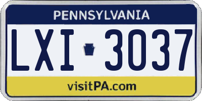 PA license plate LXI3037