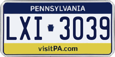 PA license plate LXI3039