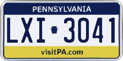 PA license plate LXI3041