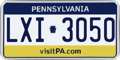 PA license plate LXI3050