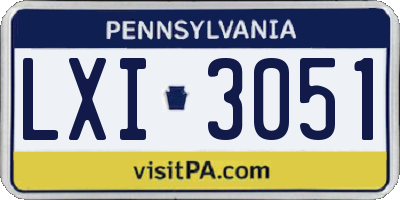 PA license plate LXI3051