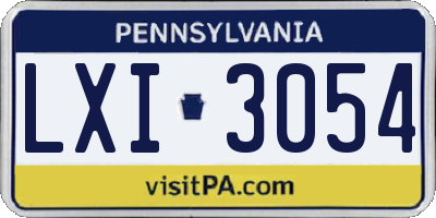 PA license plate LXI3054