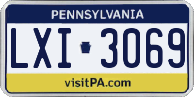 PA license plate LXI3069