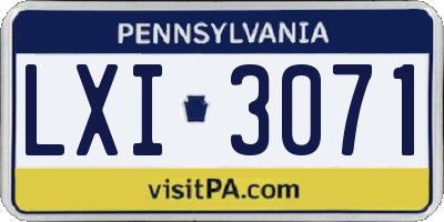 PA license plate LXI3071