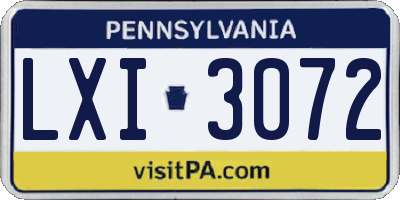 PA license plate LXI3072