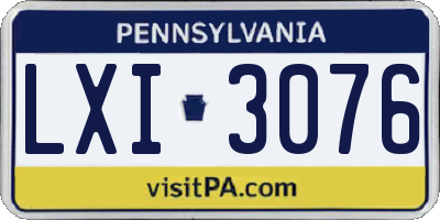 PA license plate LXI3076