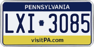 PA license plate LXI3085