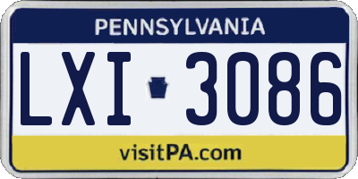 PA license plate LXI3086