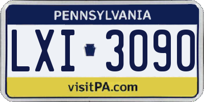 PA license plate LXI3090