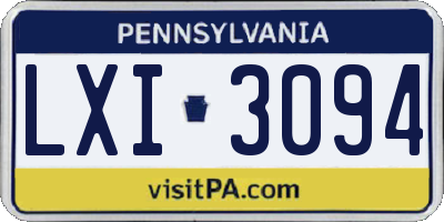 PA license plate LXI3094