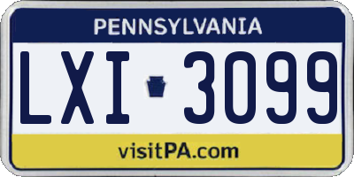 PA license plate LXI3099