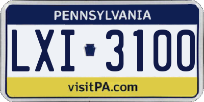 PA license plate LXI3100