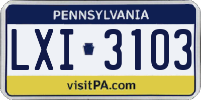 PA license plate LXI3103