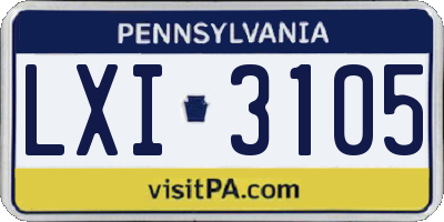 PA license plate LXI3105