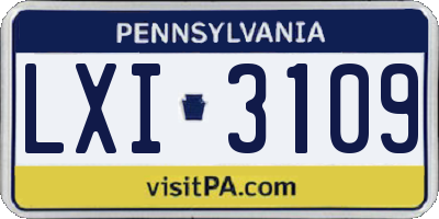 PA license plate LXI3109