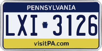 PA license plate LXI3126