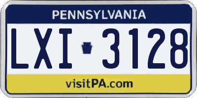 PA license plate LXI3128