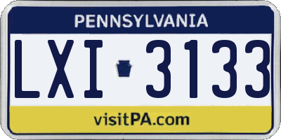 PA license plate LXI3133