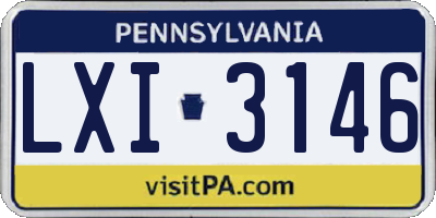 PA license plate LXI3146