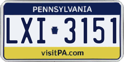 PA license plate LXI3151