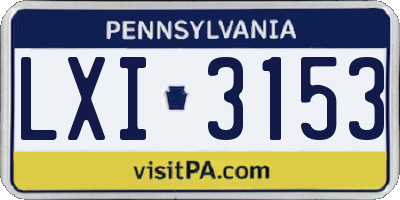 PA license plate LXI3153