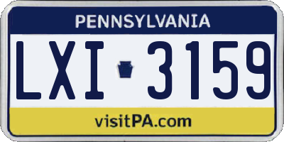 PA license plate LXI3159