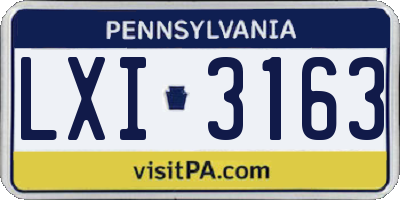 PA license plate LXI3163