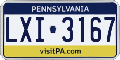 PA license plate LXI3167