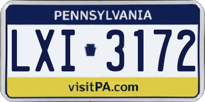 PA license plate LXI3172
