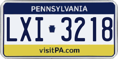 PA license plate LXI3218