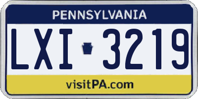 PA license plate LXI3219