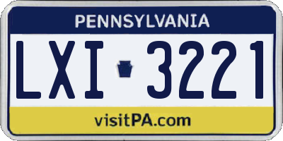 PA license plate LXI3221