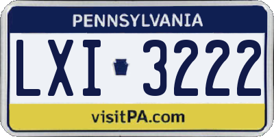 PA license plate LXI3222