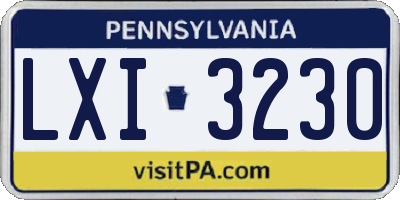 PA license plate LXI3230