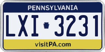 PA license plate LXI3231