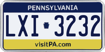 PA license plate LXI3232
