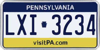 PA license plate LXI3234