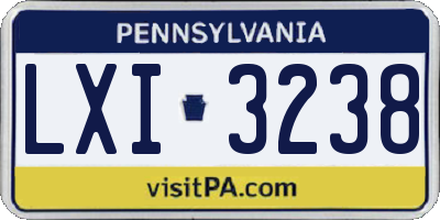PA license plate LXI3238