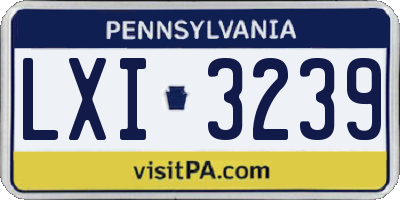 PA license plate LXI3239