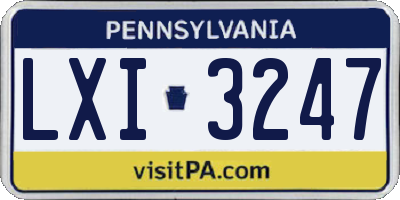 PA license plate LXI3247