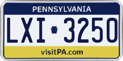 PA license plate LXI3250
