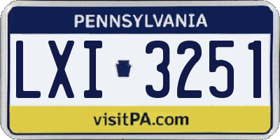 PA license plate LXI3251