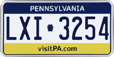 PA license plate LXI3254