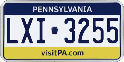 PA license plate LXI3255