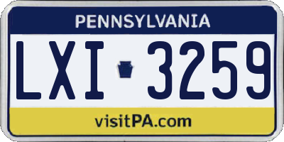 PA license plate LXI3259