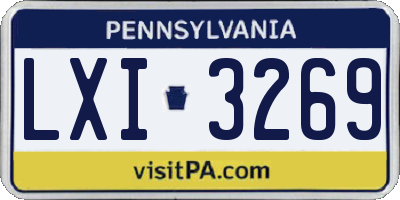 PA license plate LXI3269