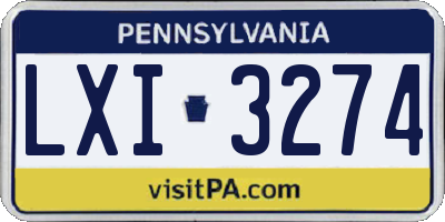 PA license plate LXI3274