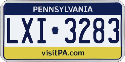 PA license plate LXI3283