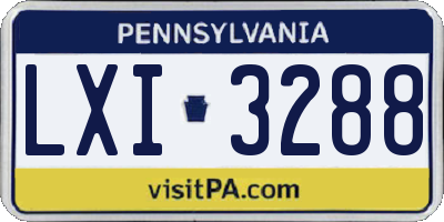 PA license plate LXI3288
