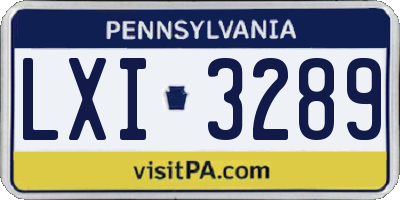 PA license plate LXI3289